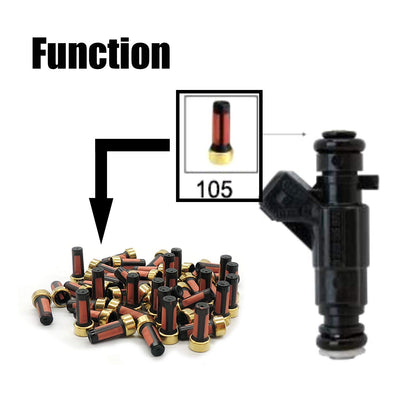 HiSport Fuel Injector Seal Kits Filter Baskets Universal Repair Set CF105B 6mm x 3mm x12mm [50 Set]