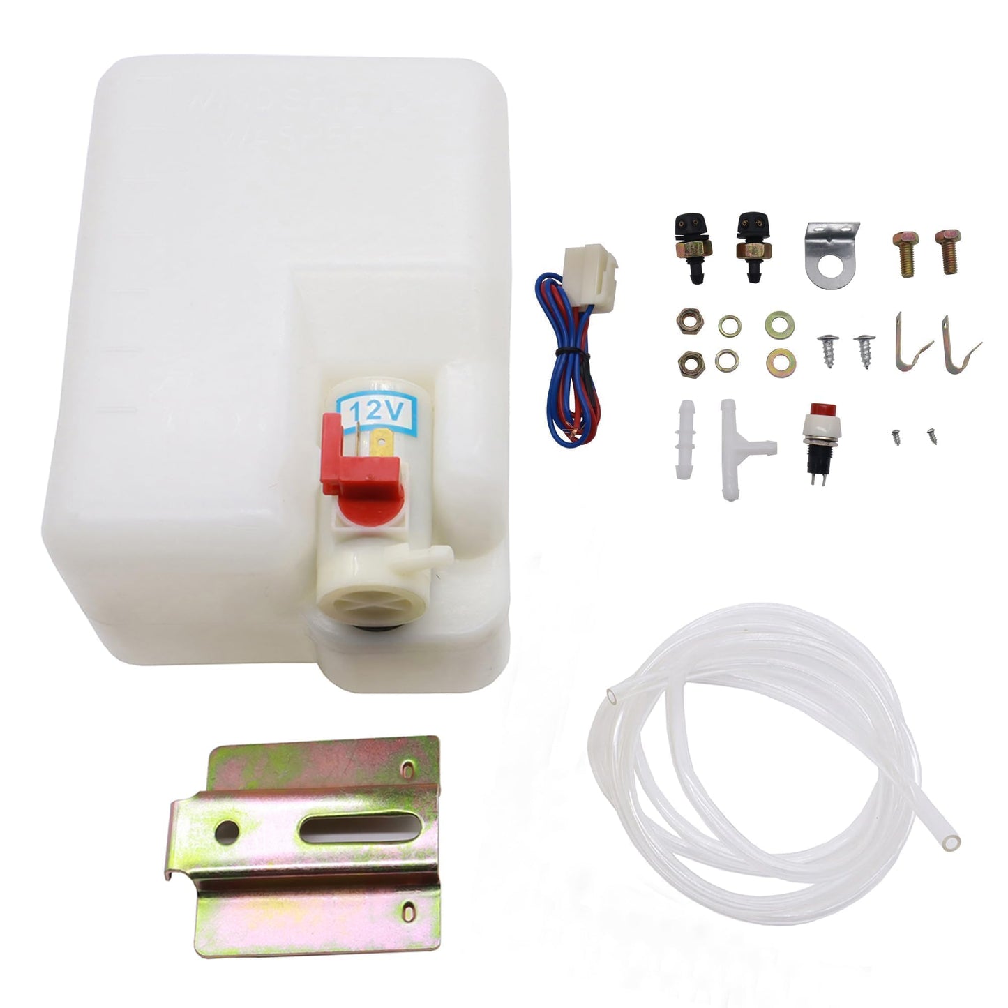HiSport Universal Car Windshield Washer Pump, Washer Fluid Reservoir Bottle Kit with Pump Jet Button Switch 12V Windshield Tank,Windshield Washer Pump and Water Tank
