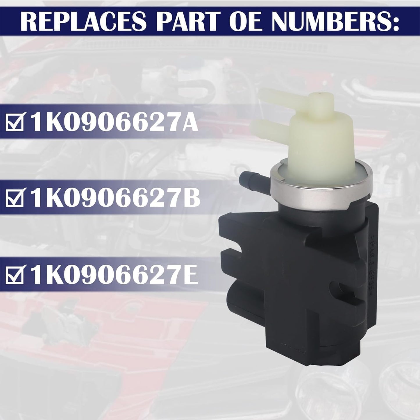 HiSport Turbo Boost Pressure Solenoid Converter Valve 1K0906627A - Compatible with AUDI A3 VOLKSWAGEN BEETLE GOLF ETTA 2004-2014 - Replaces 1J0906627B 1J0906627B 1K0906627E 9A790662700 9A790662700