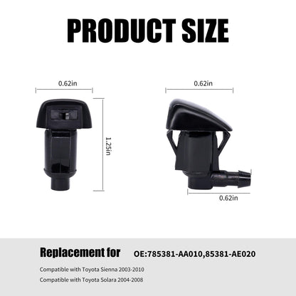 HiSport 85381-AE020 Windshield Sprinkler Wiper Nozzle - Compatible with Toyota Sienna 2003-2010 Solara 2004-2008 - (Two Side)