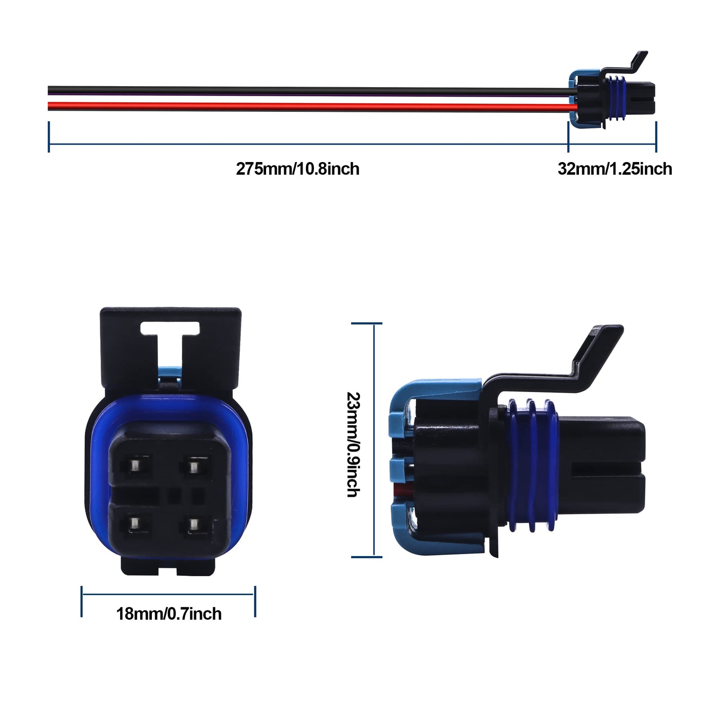 HiSport Multi Purpose Electrical Pigtail for Fuel Pump for O2 Sensor 4-Way Female Wiring Harness Connector Replace PT2054,15305876,12167154,15305876,88988598