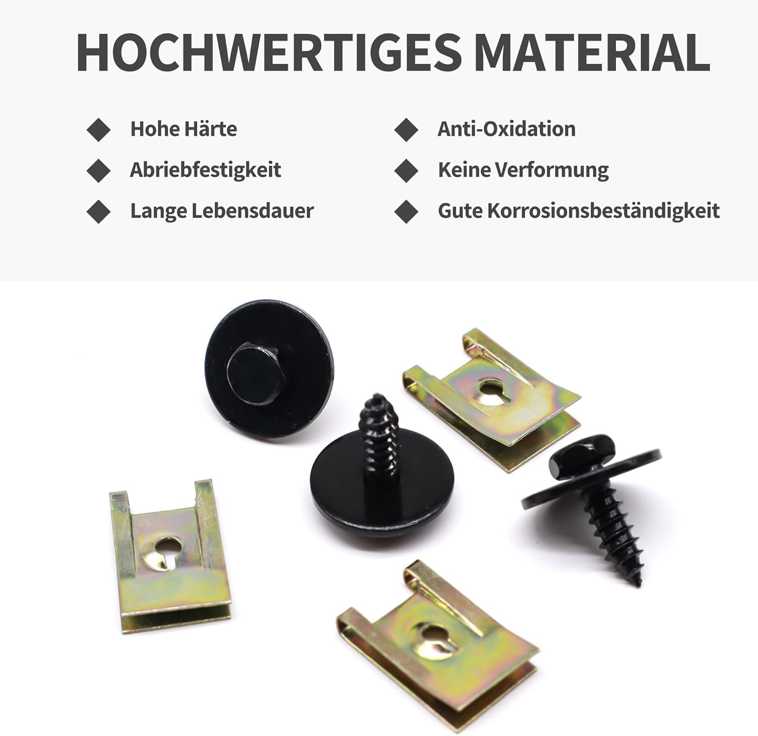 HISports 40 Sätze Blechmutter Schraube Mutter Clip Kit,Kotflügelclip Blechmuttern Befestigung Clips Kotflügel Schraube mit Kotflügel Mutter,Metallschalenclip für Auto