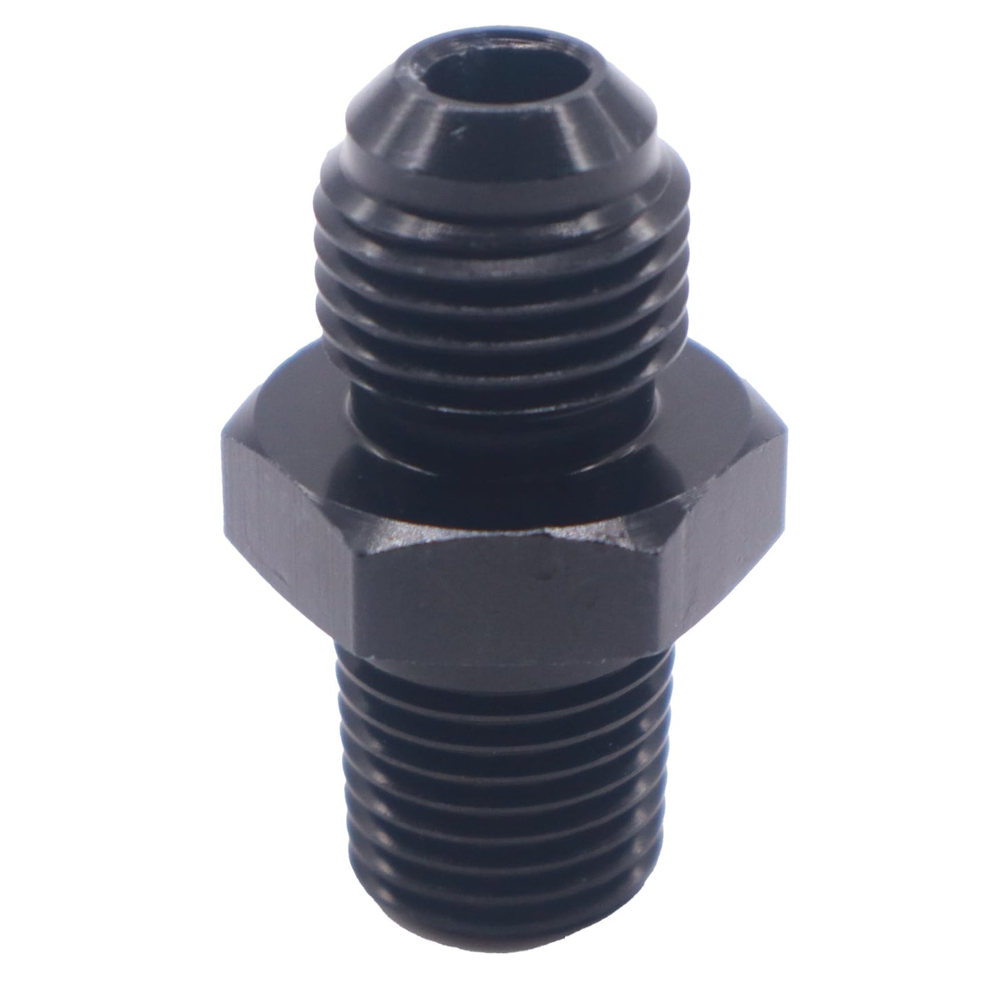 HiSport 6AN to 1/4 NPT Male Hose Fitting Adapter, Universal Aluminum Flare Male 6AN to 1/4'' NPT Union Fuel Oil Line Pipe Connector Black Anodized