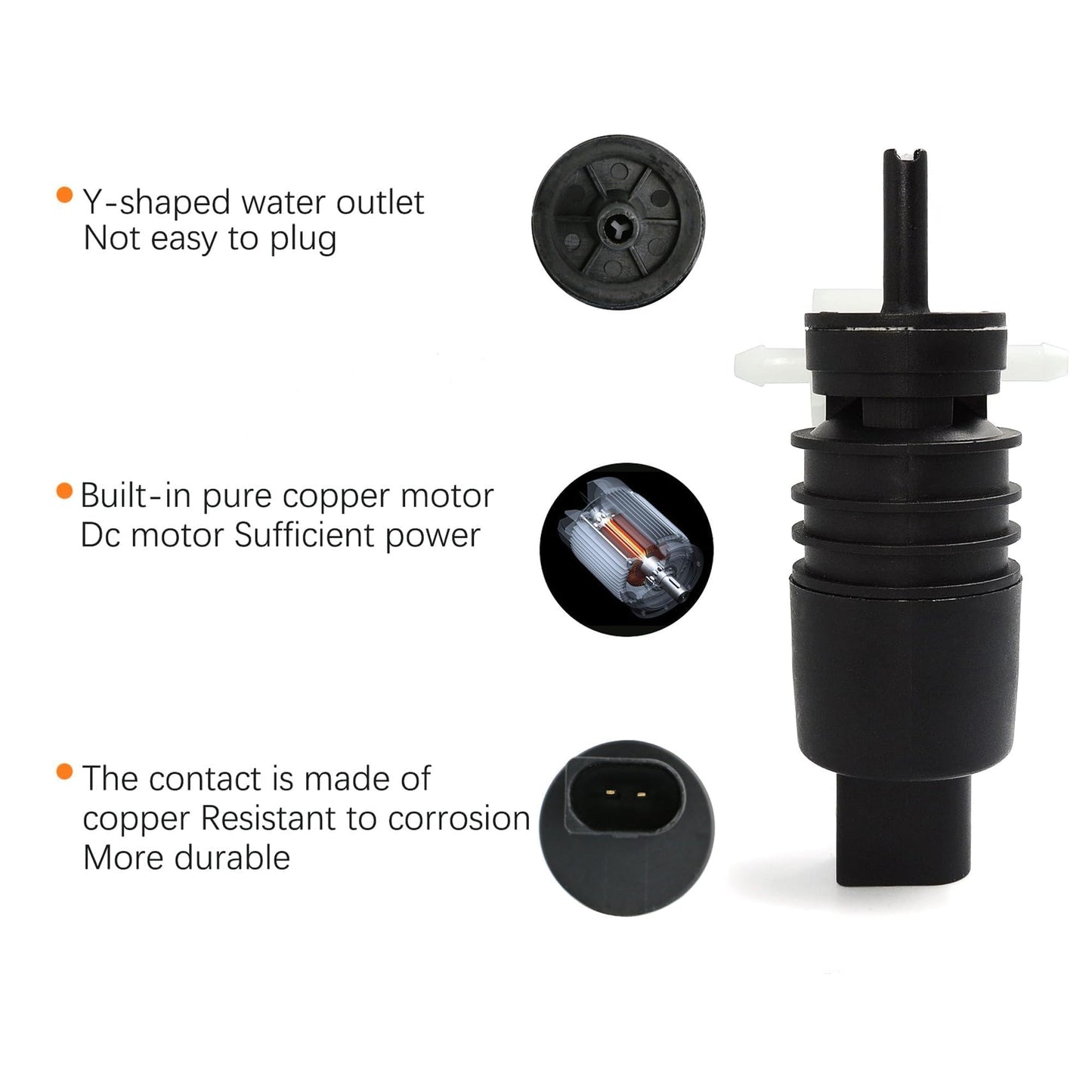 HiSport 11-613 Windshield Washer Pump - Wiper Washer Fluid Pump Compatible with Jeep Dodge Chrysler Volkswagen Audi BMW Chevrolet Ford 1998-2021