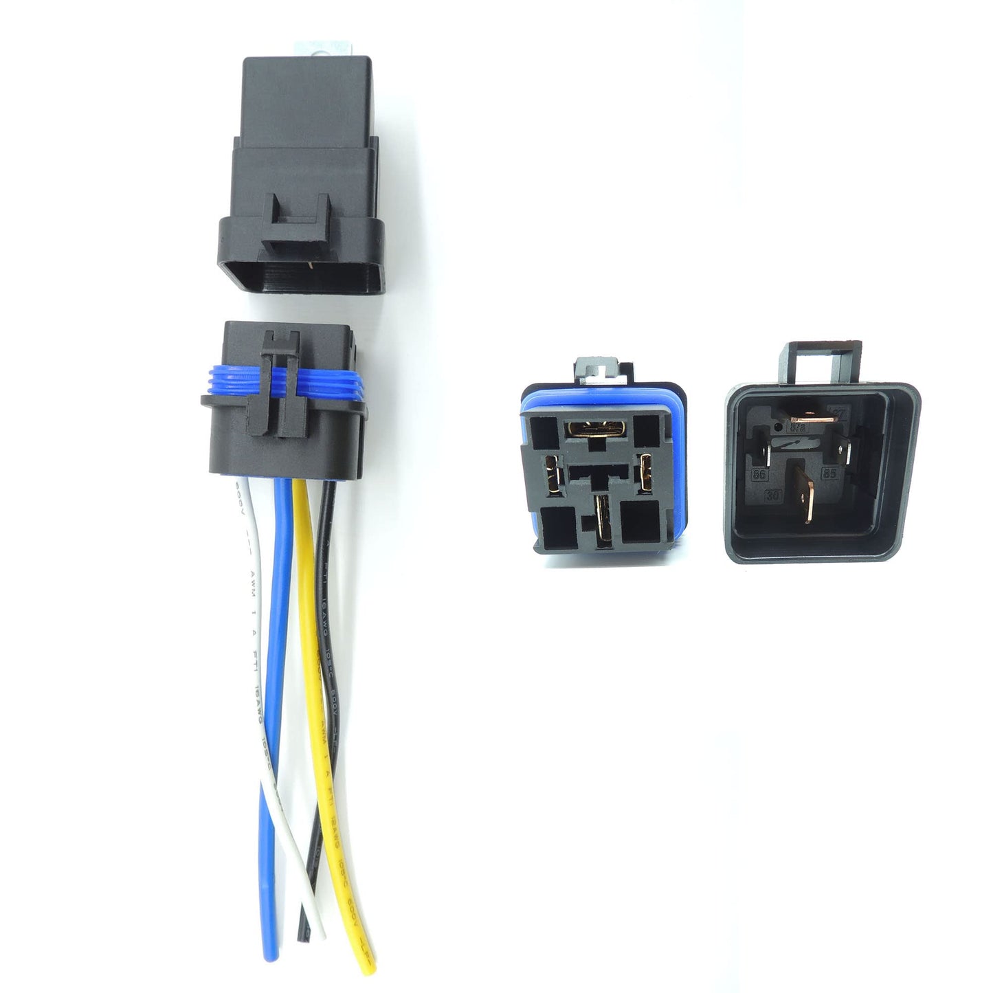 HiSport Automotive Relay, 4-PIN 80/60 AMP 12V DC Waterproof Relay with Harness, Heavy Duty 12 AWG Tinned Copper Wire Gauges