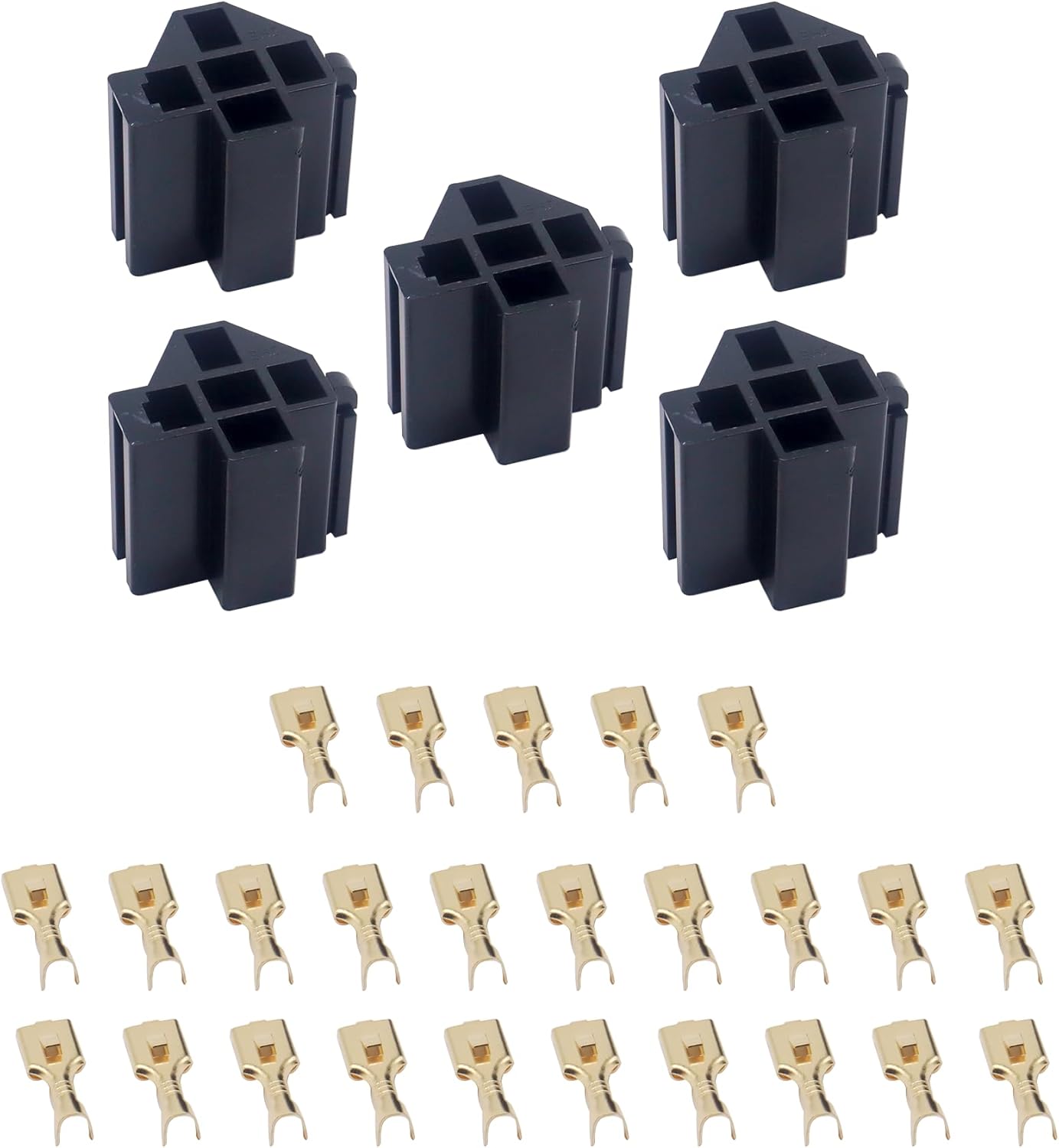 HiSport 5-Pin Relay Connector (x5) | Premium Quality, Durable & Reliable | 12V, 30A/40A Sockets w/ 6.3mm Terminals | Ideal for Car & Truck Electrical Upgrades