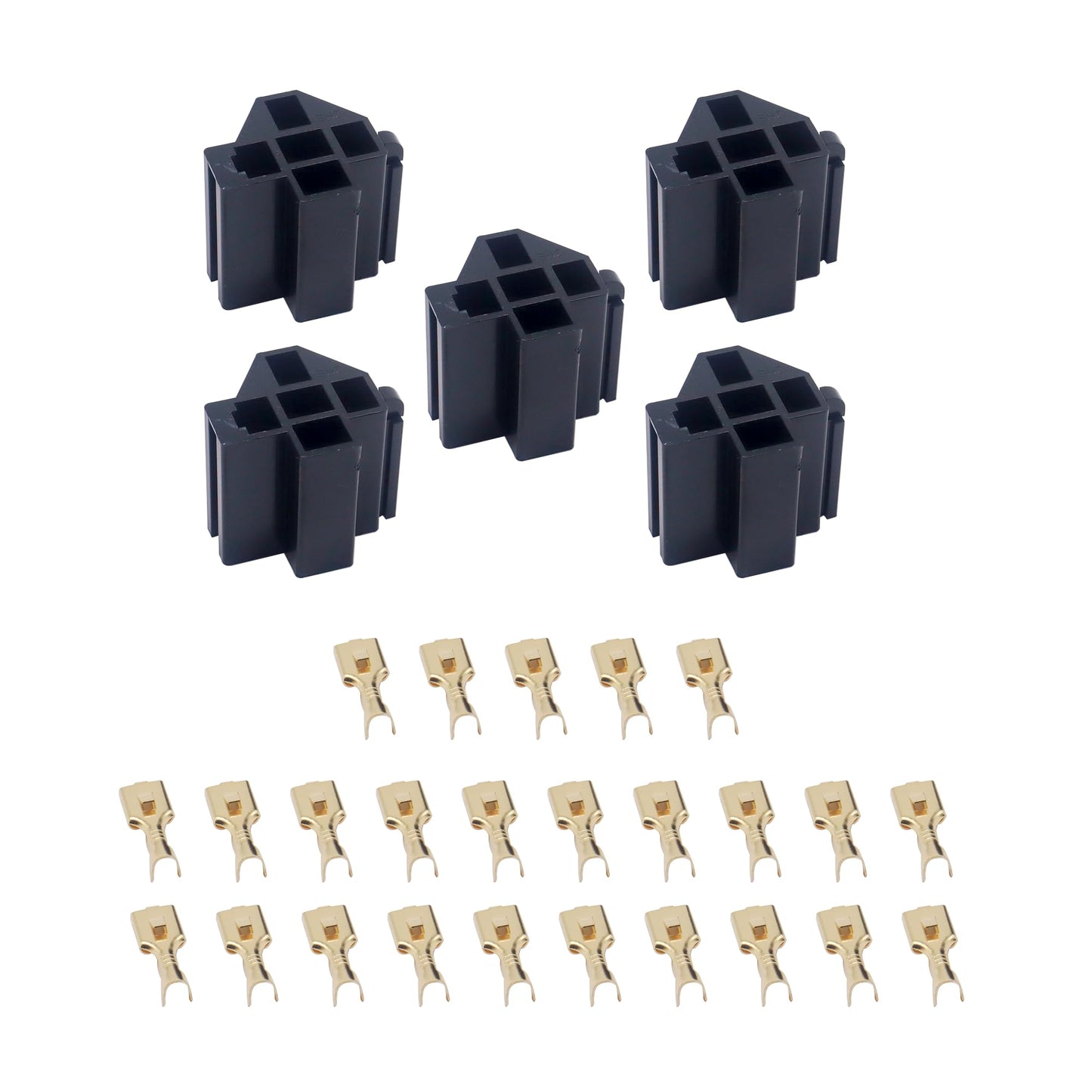 HiSport 5-Pin 12V 30A/40A Relay Connector with 6.3mm Terminals (5-Pack), Automotive Electrical Relay Socket Kit for Cars Trucks