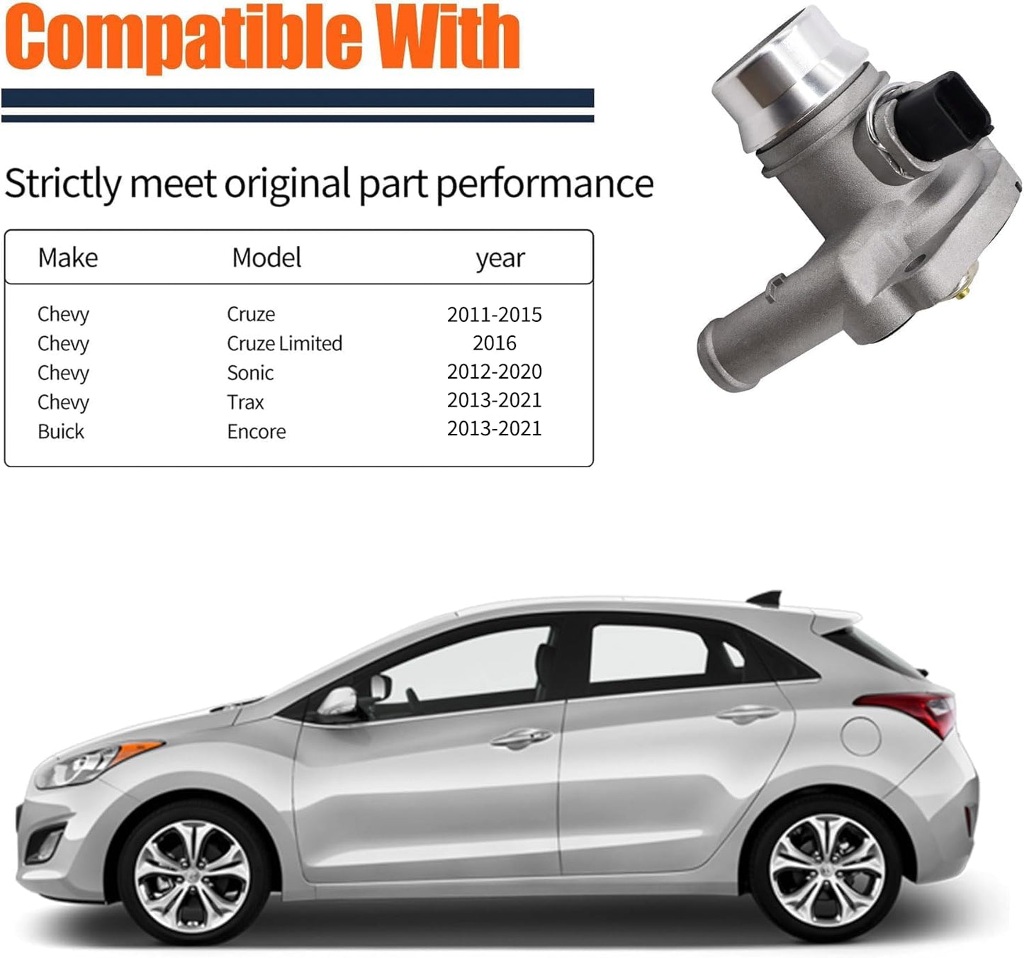 Hisport 25200455 Upgrade Aluminium Engine Coolant Thermostat Housing Assembly - Compatible with Chevy Cruze 2011-2015 Sonic 2012-2020 Trax 2013-2021 Cruze Limited 2016 Buick Encore 2013-2021 1.4L