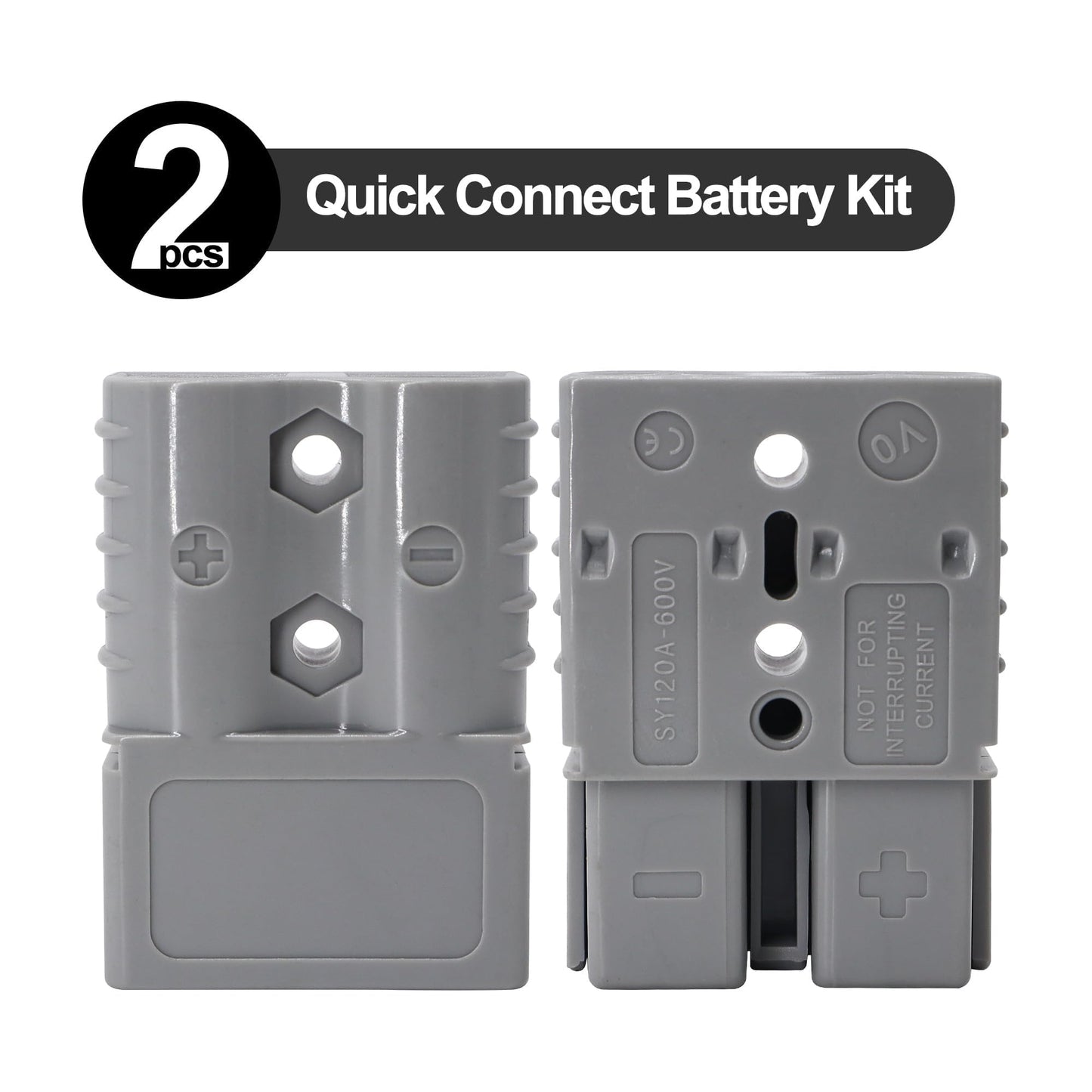 HiSport 120A Battery Quick Connect 120Amp 600V Compatible with Anderson Connector Plug, Battery Quick Disconnect Kit, Winch Quick Connect Wiring 2PCS