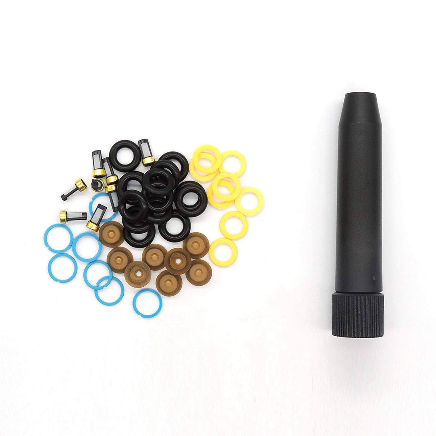 HiSport Fuel Injector Seal Kits Rebuild Set Include O-rings, Pintle Caps, Seal Spacers, Filter Baskets with 1pcs Filter Removal Tool [8 Set]