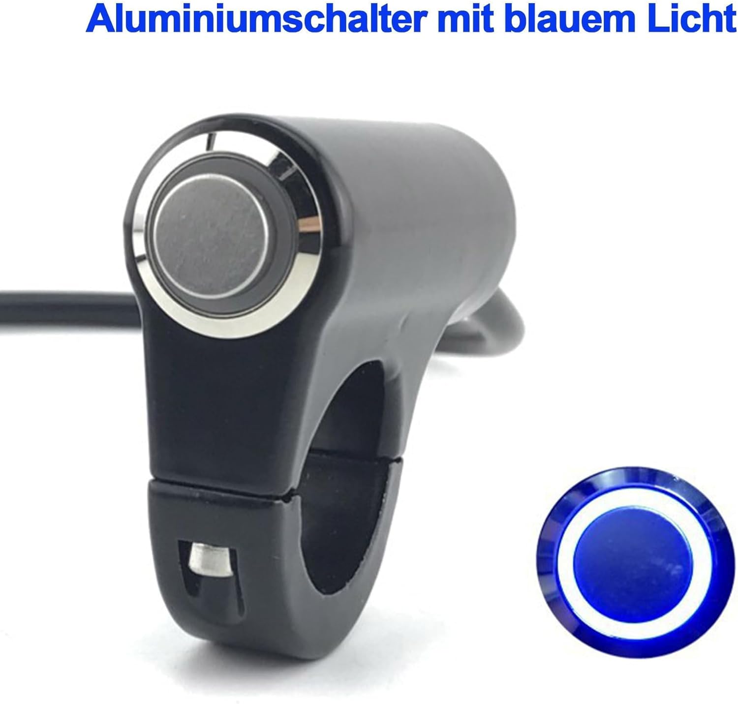 HISports Lenker-Steuerschalter, 7/8 "22mm Motorrad Schalter Motorrad Lenkerschalter Aluminium Lenker Horn Power Start Schalter Wetterfeste Aluminiumlegierung Motorrad Lenkerhalterung Schalter