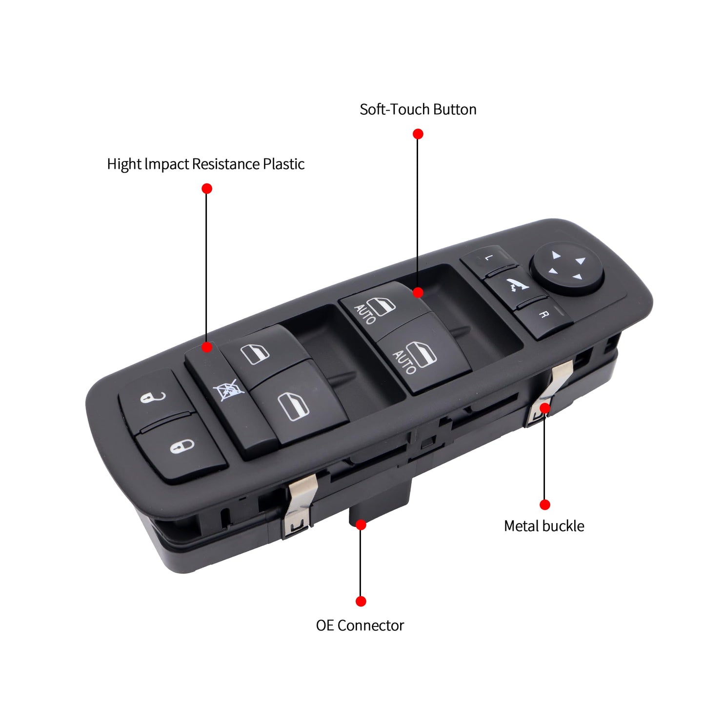 HiSport 68110872AA Power Window Switch Driver Side - Compatible with 2012-2019 Dodge Grand Caravan 2012-2016 Chrysler Town Country - 3+0 PINS - Replace 68298872AA