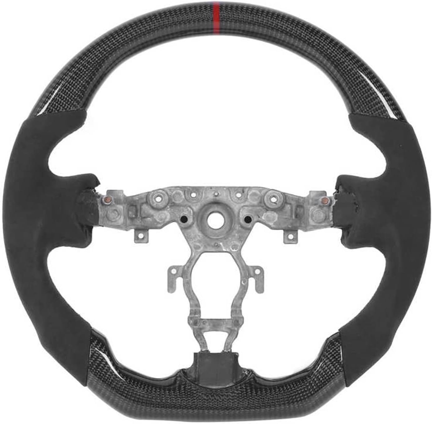 HiSport Carbon Fiber Steering Wheel Suede With Red Stitching Flat Bottom Steering Wheel Compatible With Nissan 370z 2009-2020