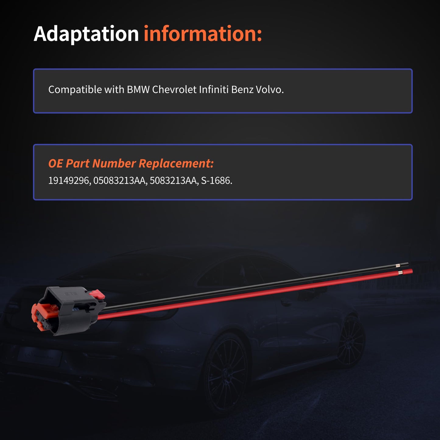 HiSport 19149296 ABS Wheel Speed Sensor Connector Wiring Harnesses Compatible with BMW Chevrolet Infiniti Benz Volvo, 05083213AA 5083213AA S-1686