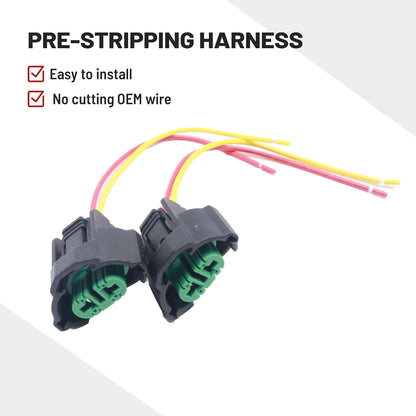 HiSport 2PCS H8 H9 H11 880 881 Female Adapter Wire Connector Headlight Fog Light Wiring Harness Retrofit Pigtail Compatible with Toyota GMC Chevy Honda Jeep Ford Dodge Bulb LED Headlamp