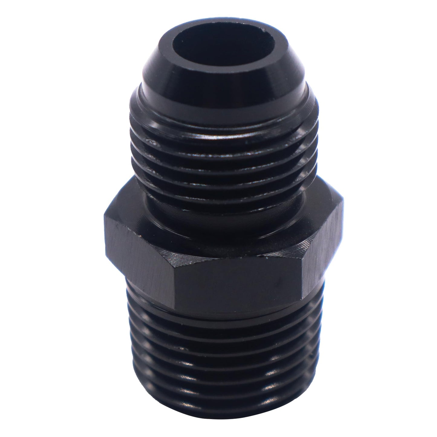HiSport 8AN to 3/8 NPT Male Hose Fitting Adapter, Universal Aluminum Flare Male 8AN to 3/8'' NPT Union Fuel Oil Line Pipe Connector Black Anodized