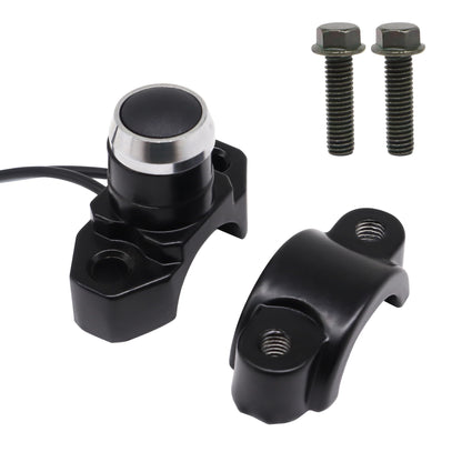 HiSport Aluminum 7/8" Motorcycle Handlebar Control Horn Start/Stop On/Off Switch Button Momentary Action with Two Bullet Connectors Black Button 12V