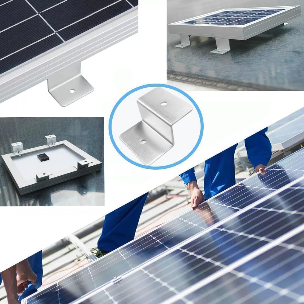 HISports Solarpanel Halterung 8-Stück Set, Z-Bracket für Wohnwagen, Boote, Balkonkraftwerk, mit Muttern，Schrauben, Schwarz