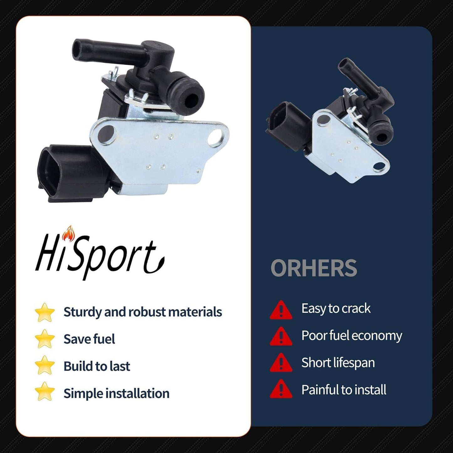 HiSport Vapor Canister Purge Solenoid Valve 14930-EN20A - Compatible with Nissan NV200 2.0L 2013-2016 Cube 1.8L 2009-2014 Sentra 2.0L 2007-2012 Versa 1.6L 2009-2012 & 1.8L 2007-2012