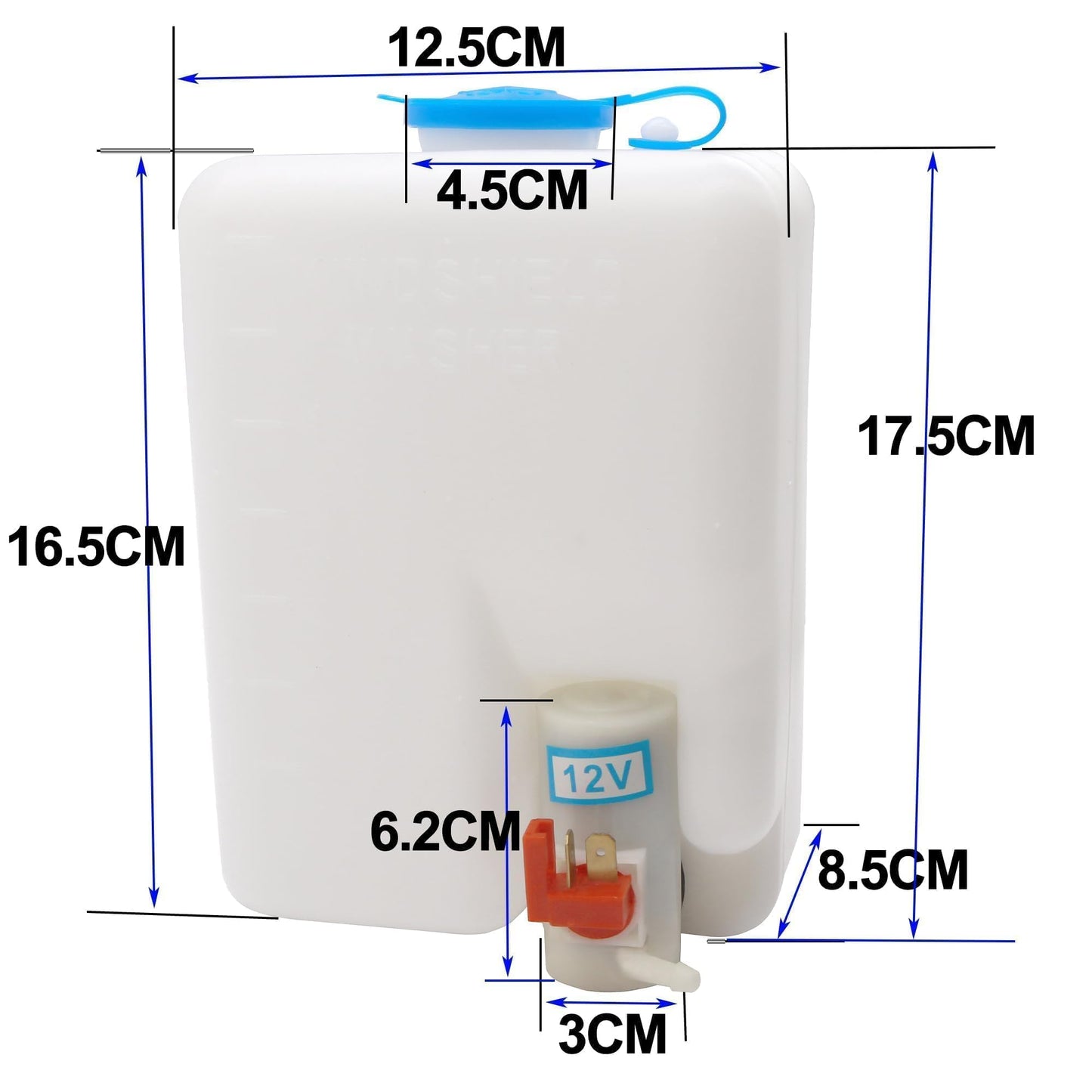 HiSport Universal Car Windshield Washer Pump, Washer Fluid Reservoir Bottle Kit with Pump Jet Button Switch 12V Windshield Tank,Windshield Washer Pump and Water Tank