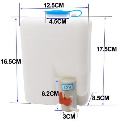 HiSport Universal Car Windshield Washer Pump, Washer Fluid Reservoir Bottle Kit with Pump Jet Button Switch 12V Windshield Tank,Windshield Washer Pump and Water Tank