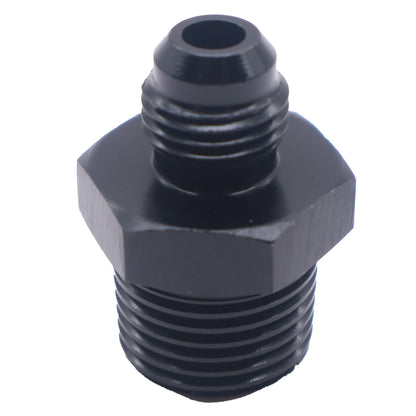 HiSport 6AN to 1/2 NPT Male Hose Fitting Adapter, Universal Aluminum Flare Male 6AN to 1/2'' NPT Union Fuel Oil Line Pipe Connector Black Anodized