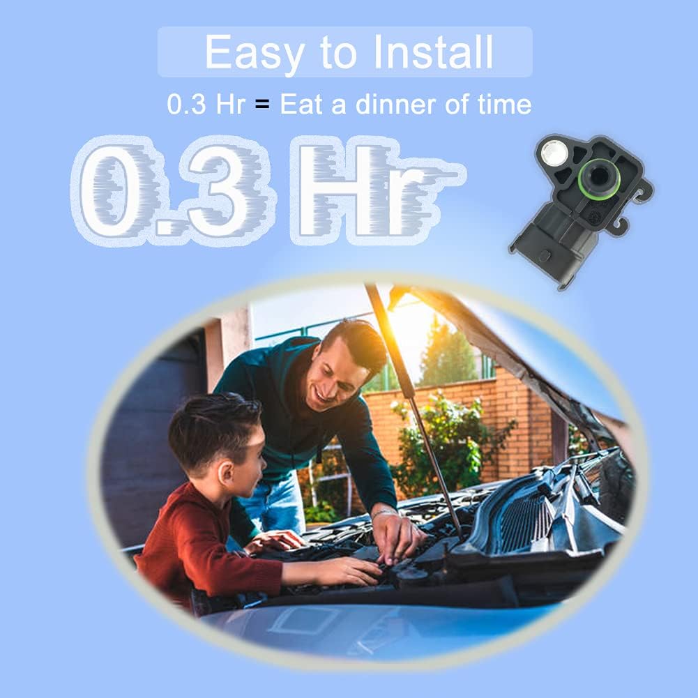 HiSport 12644228 Manifold Pressure (MAP) Sensor Compatible with Buick Allure, Cadillac CTS, Chevrolet Chevy Express 1500 2500 3500 4500 Avalanche, GMC Canyon, Hummer H2, Isuzu Ascender, Saab 9-7X