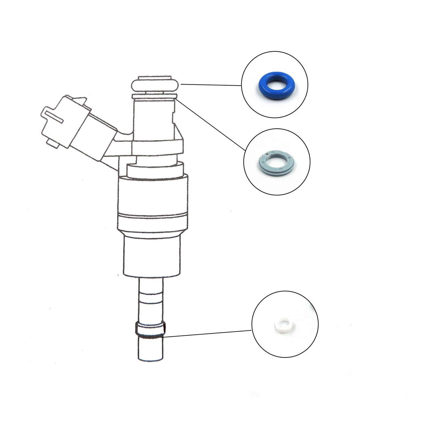 HiSport Fuel Injectors Seals Repair O-Ring Kit 06D998907 Replacement for Audi A3 A4 TT, Compatible with Volkswagen Eos, Golf, GTI, Jetta, Passat, Tiguan (4 Pack)
