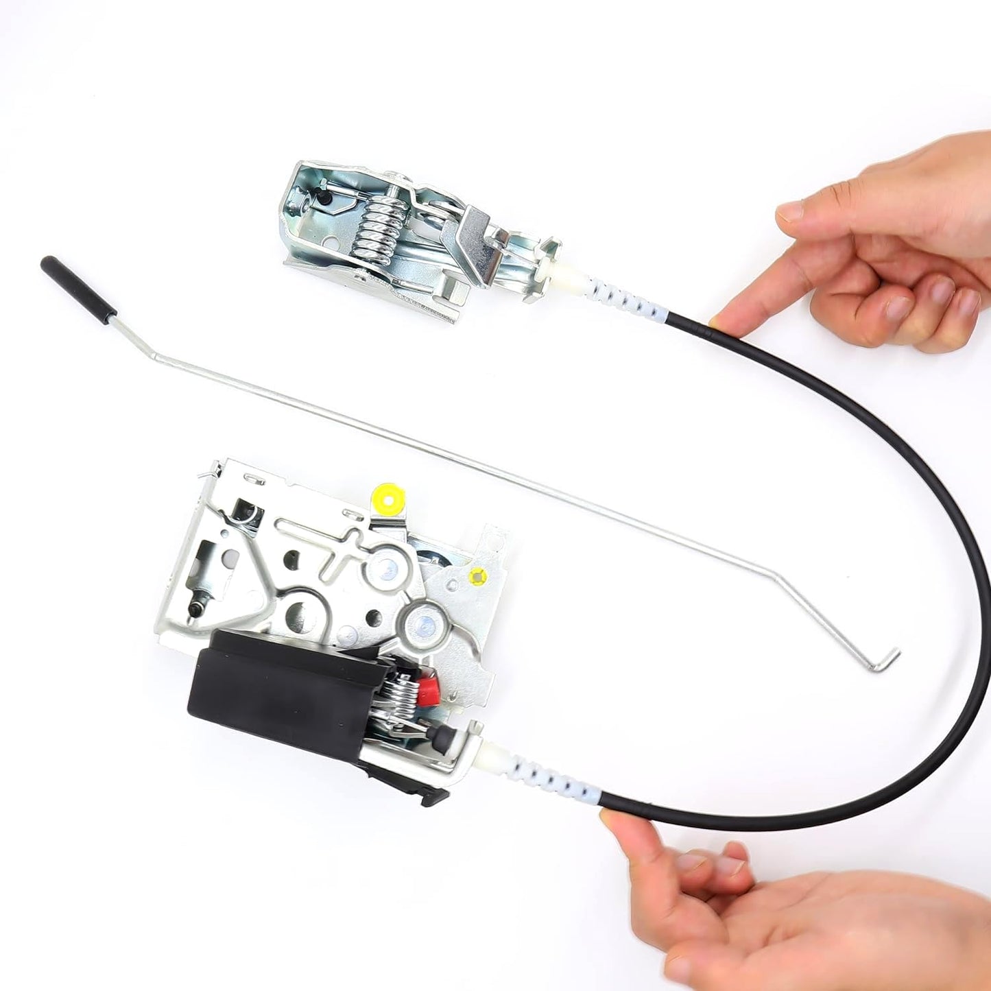 Hisport F4TZ-15219A65-A Door Latch Lock Assembly Front Left Driver Side - Compatible with 1992-1998 Ford F350 F250 F150 Bronco LH Side Power Door Latch Lock Actuator Motor Cable Rod Kit