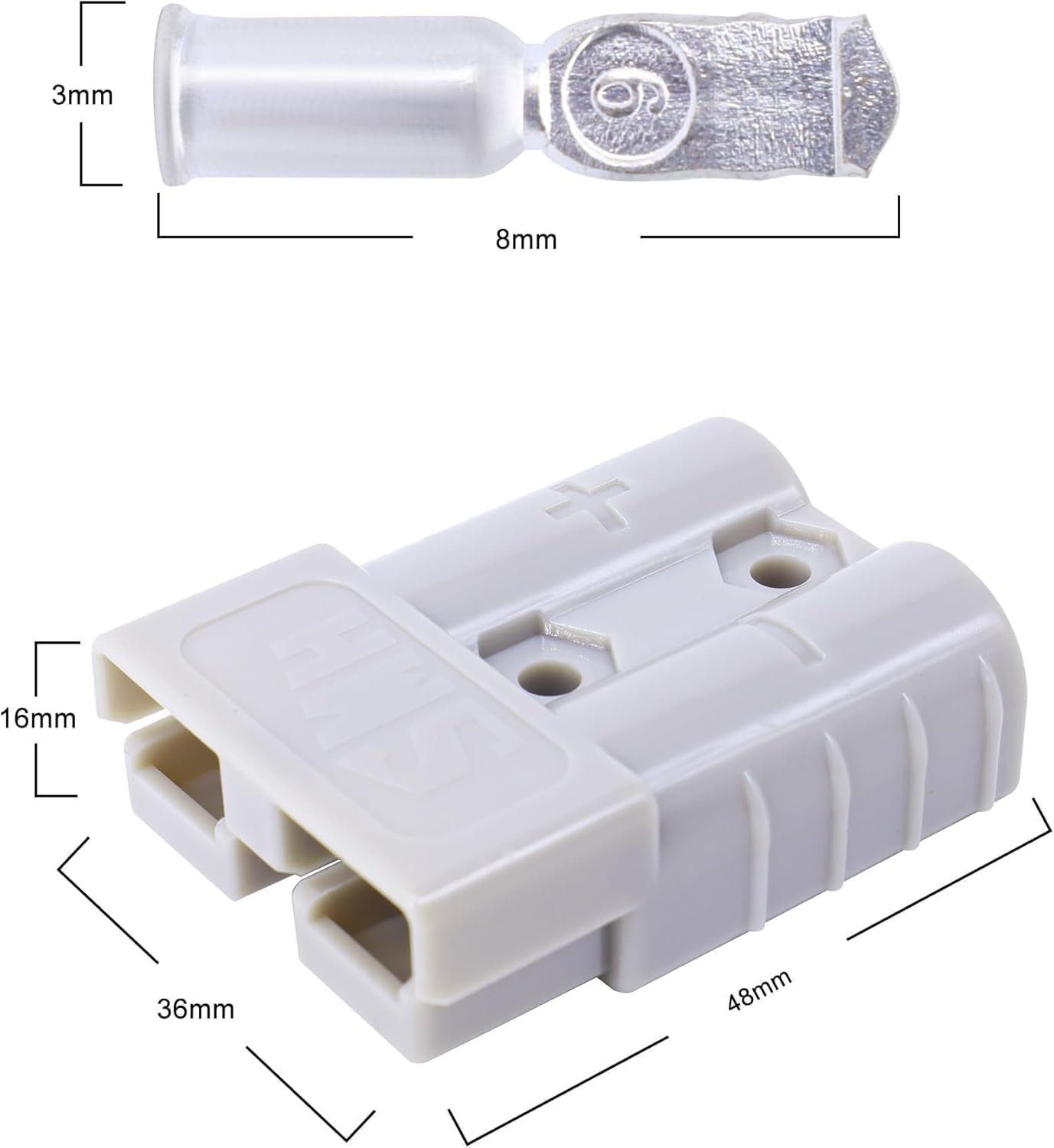 HISports 50 A Anderson Stecker 2 Stück Mit 8 AWG Kabel 60 cm,Batterieanschluss Schnellanschluss Stecker Für Auto Motorrad Boot