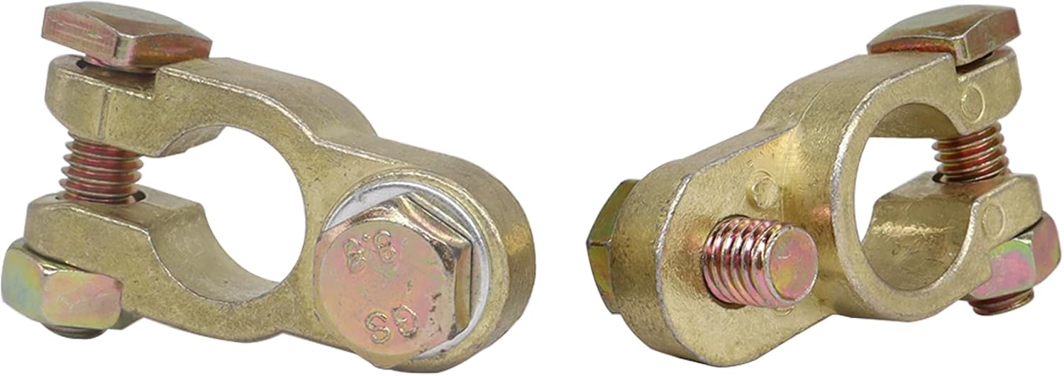 HiSport Brass Battery Terminal Connectors - This Battery Terminal Connector Compatible with Car Truck Van RV Boat (1 Pair)