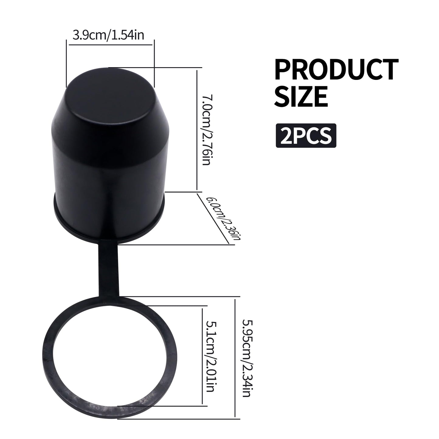 HiSport 2-Pack Universal Trailer Hitch Ball Cover with Hook - 2" Towing Ball Protector Cap for RV, Truck, Boat, and Caravan - Weather-Resistant Drawbar Cover with Tether