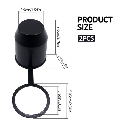 HiSport 2-Pack Universal Trailer Hitch Ball Cover with Hook - 2" Towing Ball Protector Cap for RV, Truck, Boat, and Caravan - Weather-Resistant Drawbar Cover with Tether