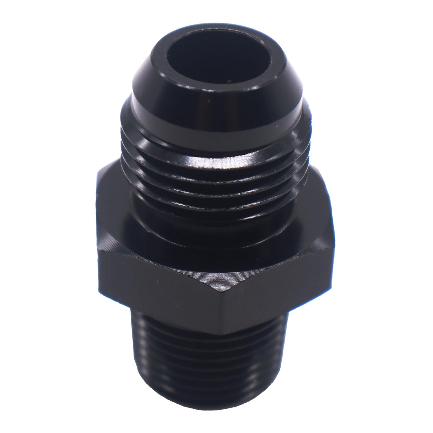HiSport 8AN to 1/2 NPT Male Hose Fitting Adapter, Universal Aluminum Flare Male 8AN to 1/2'' NPT Union Fuel Oil Line Pipe Connector Black Anodized