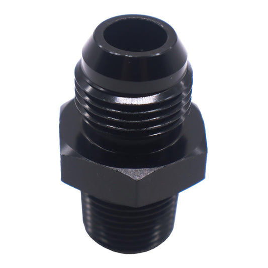 HiSport 8AN to 1/2 NPT Male Hose Fitting Adapter, Universal Aluminum Flare Male 8AN to 1/2'' NPT Union Fuel Oil Line Pipe Connector Black Anodized
