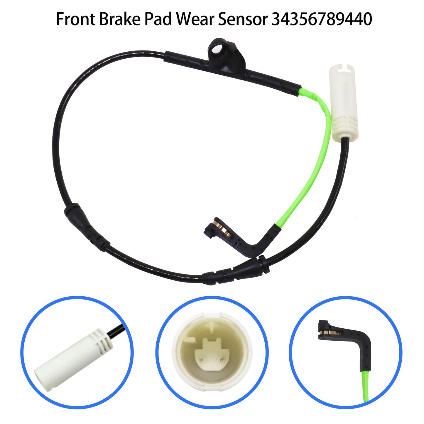HiSport Front and Rear Brake Pad Wear Sensor 34356789440 + 34356789445 Compatible with BMW E81 E87 E82 E88 E90 E91 E92 E93 (2 Sets/4 PCS)