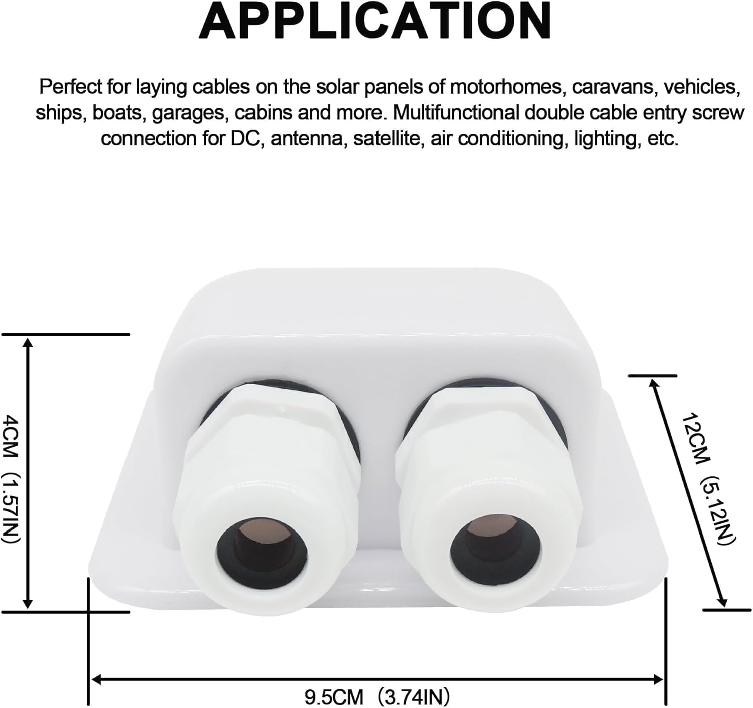 HISports 2-teilige RV-Dachkanäle, IP68 wasserdichte Solarkabel-Einführung, ABS-Dachgraben für Solarpaneele, Wohnmobile, 3–12 mm, Weiß