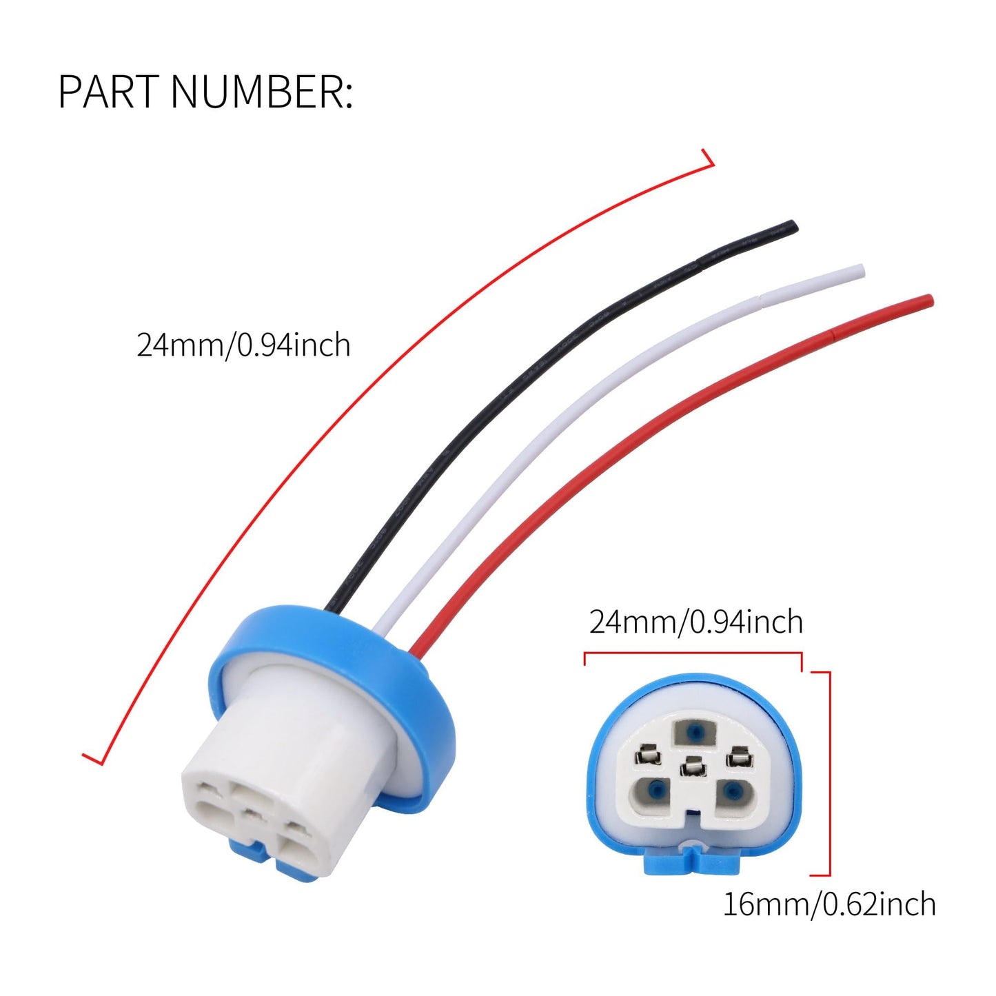 HiSport 2PCS 9007 9004 HB1 HB5 High Temperature Ceramic Male Wire Harness Extension Socket Adapter Connector Pigtail Plug Wiring Cable for Headlights Fog Lights Automative Replacement Part