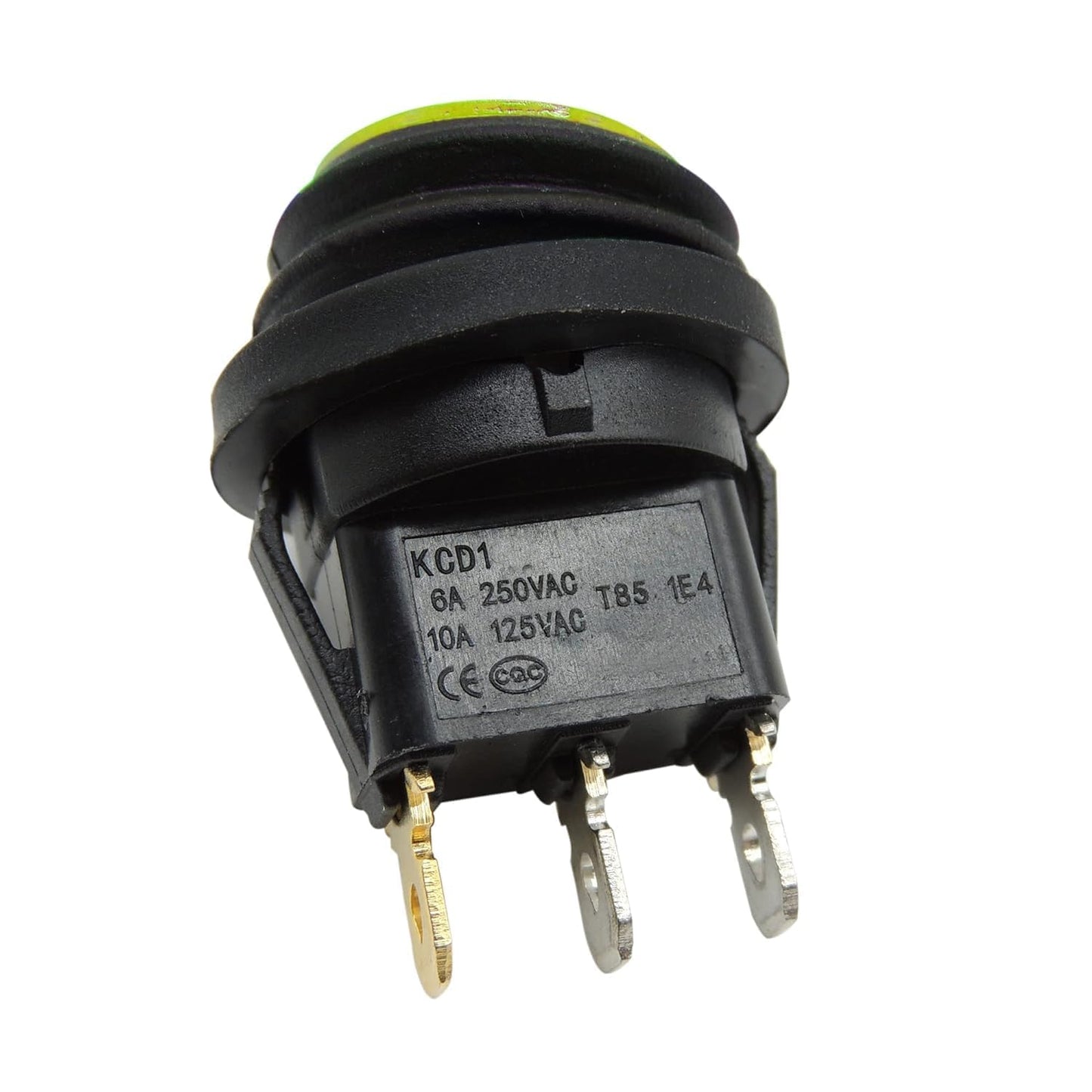 HiSport KCD1-8-101NW 10PCS Waterproof Round Rocker Toggle Switch 2 Position DC 12V 20A ON-Off with LED Light SPST 3 Pins Yellow