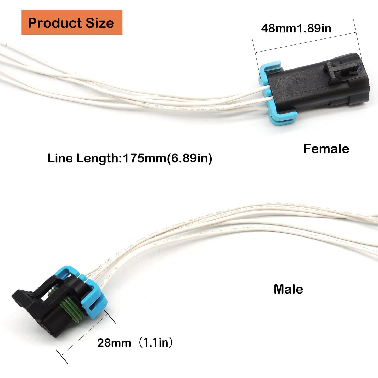 HiSport 1PACK 5 Pin Male And Female Sealed Headlight Assembly Connector Plug Pigtail Wire Wiring Harness Compatible with GM Pontiac G6