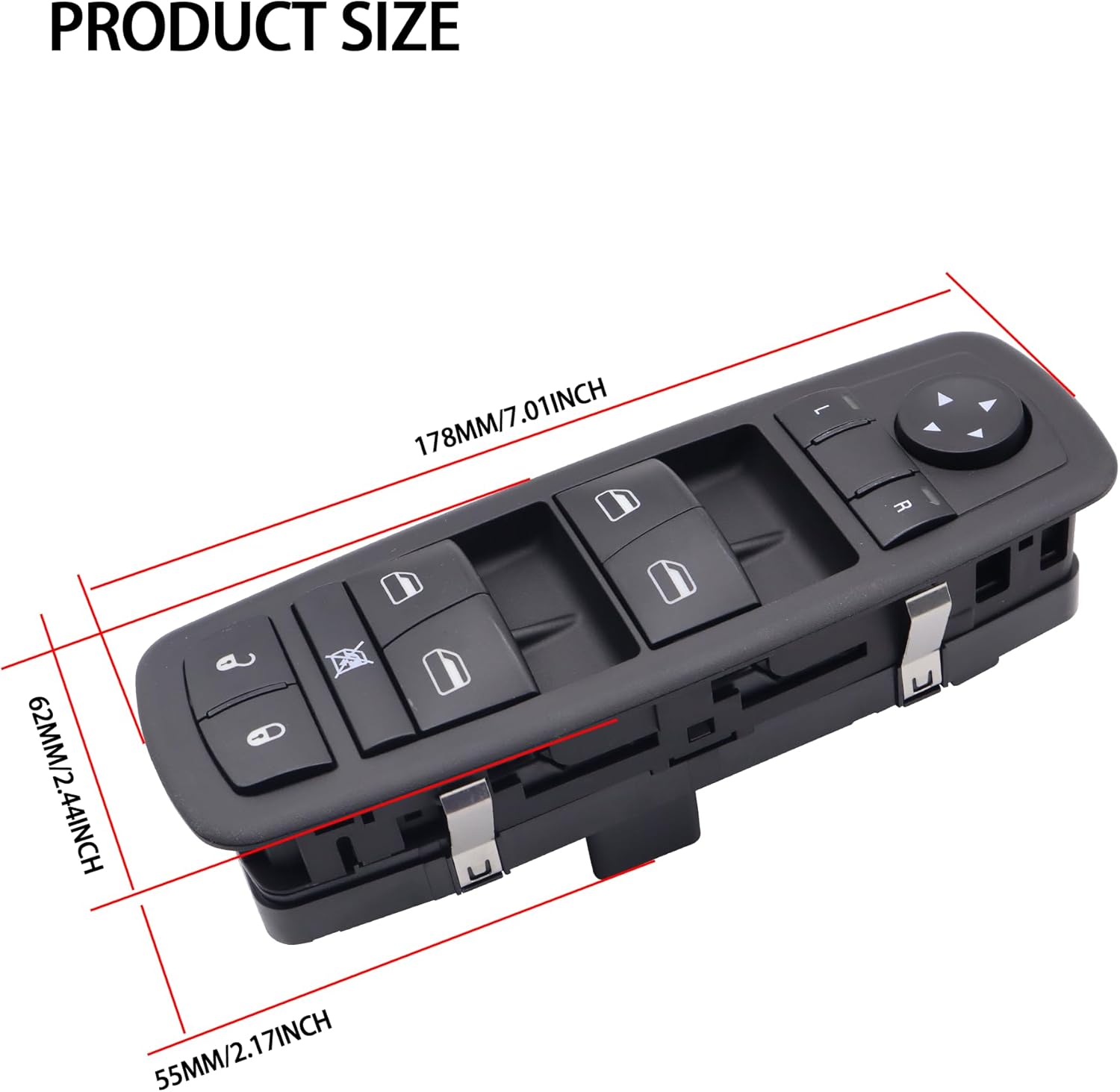 HiSport Window Switch Driver Side - Compatible with Chrysler Town & Country 2008-2009 Dodge Grand Caravan 2008-2009 - Power Window Switch Front Left Driver Side 3 PINS + 0 PIN Replace 4602535AG