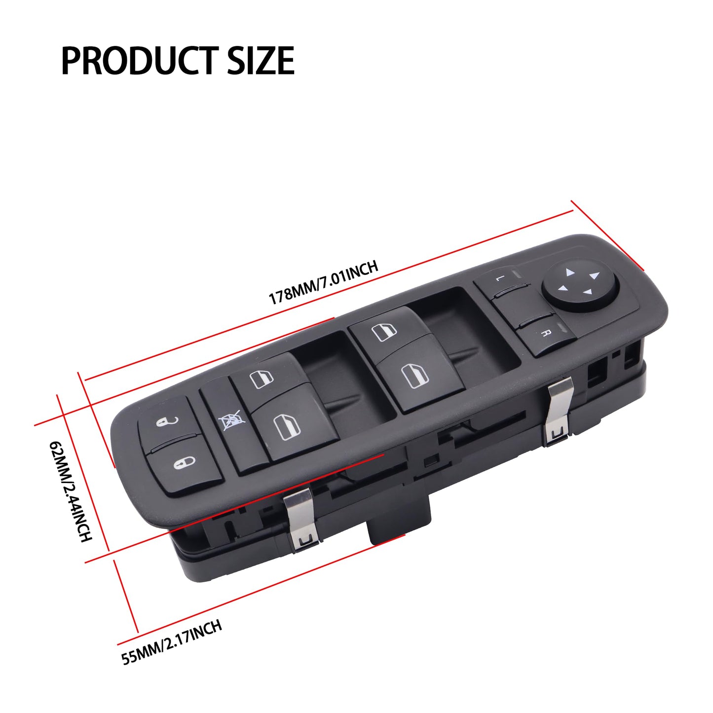 HiSport 4602535AG Master Power Window Switch Front Left Driver Side - Compatible with Chrysler Town & Country 2008 2009 Dodge Grand Caravan 2008 2009-3 PINS + 0 PIN