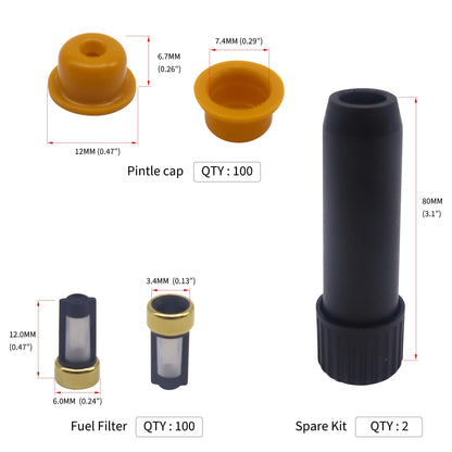 HiSport Fuel Injector Rebuild Service Repair Kits - O rings, Spacers, Pintle Caps, Micro Basket Filters + Removal Tool (100set/box)
