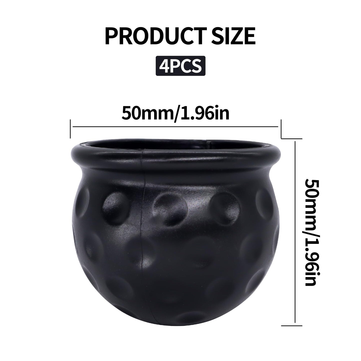 HiSport 4-Pack Universal Trailer Hitch Ball Covers - 2" Rubber Towing Ball Protectors for RV, Truck, Boat, Caravan - Weather-Resistant Dustproof Protective Caps