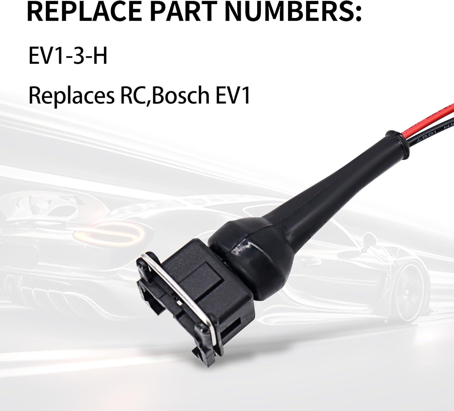 HISports Einspritzdüsen Stecker Einspritzdüse Benziner EV1-3-H Kraftstoffeinspritzdüsenstecker, wasserdicht für Kraftstoffeinspritzdüsenanschluss，2-Wege-Einspritzdüsen for Bosch EV1 OBD1 2 Stück