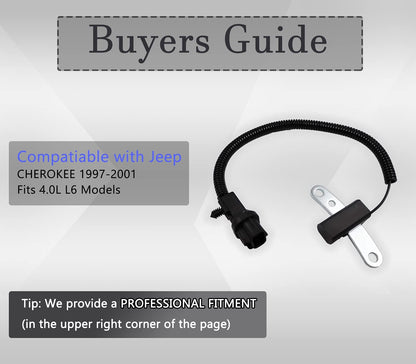 HiSport 56027866AE Crankshaft Position Sensor Compatible with Jeep Cherokee 1997 1998 1999 2000 2001 Replace 56027866, 56027866AB, 56027866AC, 56027866AD, 68281273AA, 68407888AA, PC308