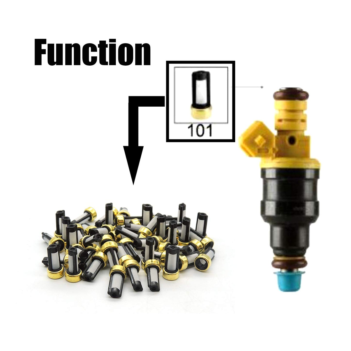 HiSport Fuel Injector 101 Micron Baskets Filter [6mm x 3mm x12mm] Universal Repair Seal Kits [50 Pcs]