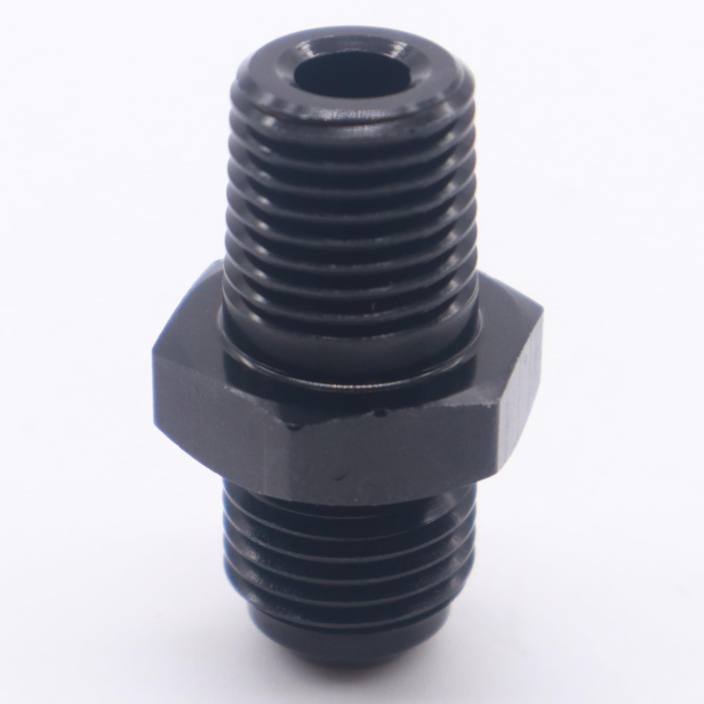 HiSport 6AN to 1/4 NPT Male Hose Fitting Adapter, Universal Aluminum Flare Male 6AN to 1/4'' NPT Union Fuel Oil Line Pipe Connector Black Anodized