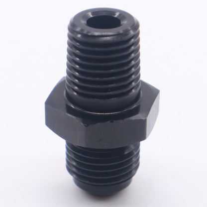 HiSport 6AN to 1/4 NPT Male Hose Fitting Adapter, Universal Aluminum Flare Male 6AN to 1/4'' NPT Union Fuel Oil Line Pipe Connector Black Anodized