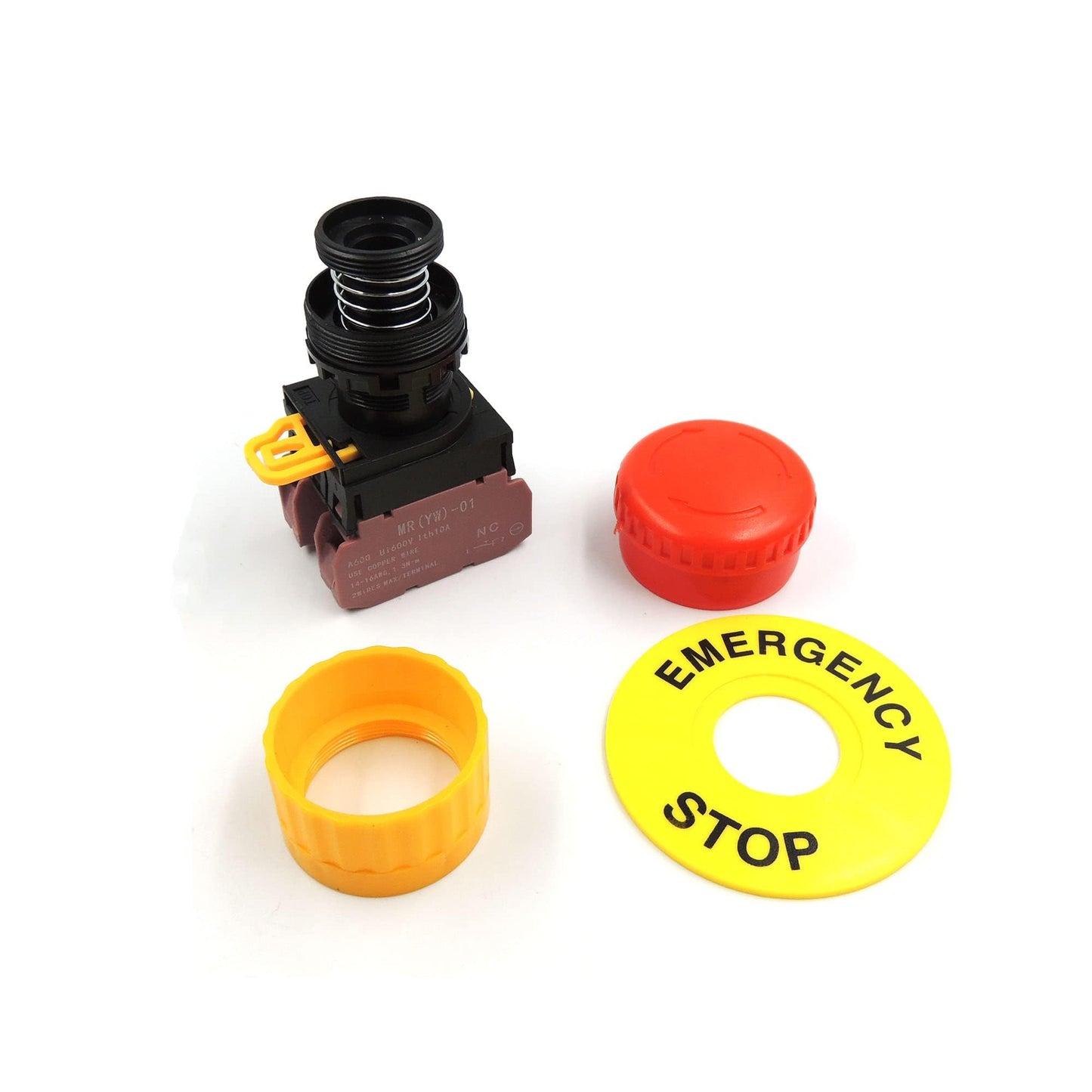 HiSport 22MM 1NC 1NO Emergency Stop Push Button Switch AC 660V 10A Red Mushroom Cap